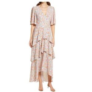 NEW FOURTEENTH PLACE Floral Tiered High-Low Maxi Dress XS